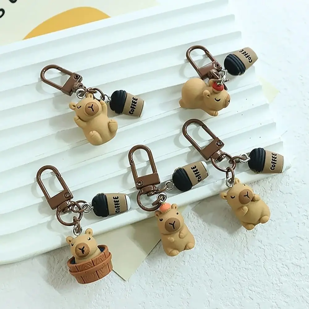 

Creative Resin Kapibala Key Chain Bag Charm Trinket Capybara Phone Pendant Ins Collection Capybara Car Key Ring Female Lady Girl