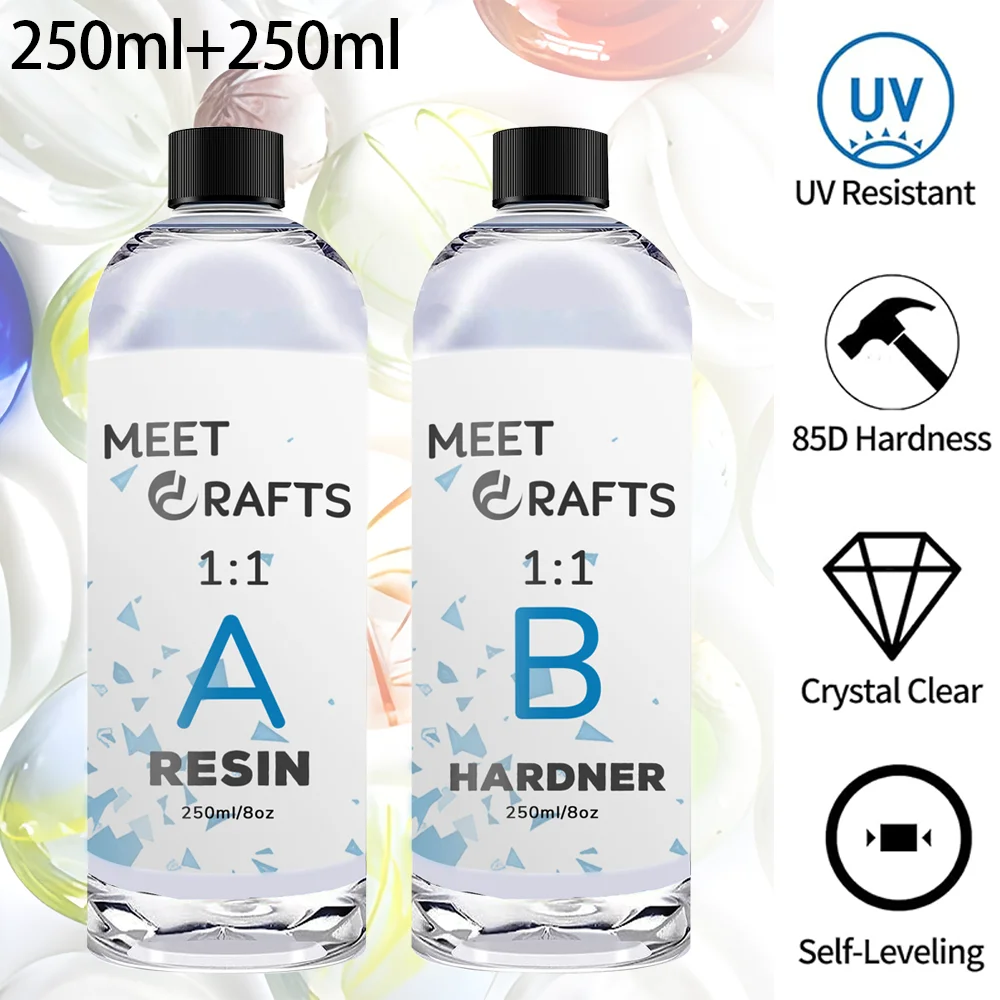 Meetcrafts 1:1AB Epoxy Resin Kit High Definition Crystal Clear Diy Resin For Jewelry Making Accessories Home Decoraion 500ML Set