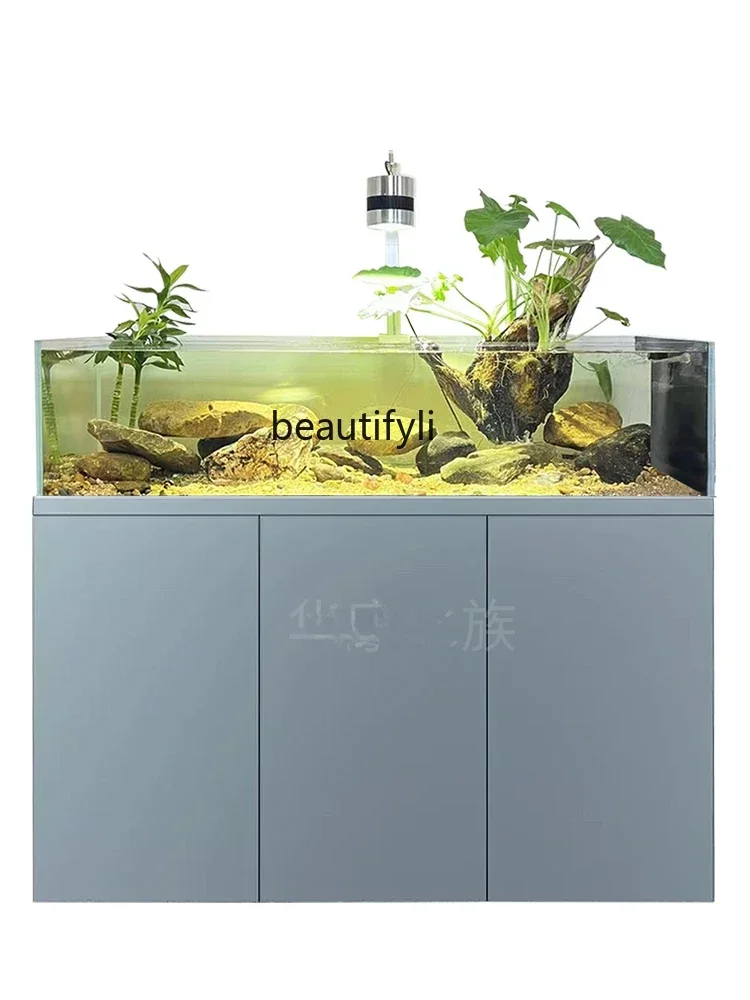 

Fish Tank Living Room Super White Glass Stream Tank Home Creative Landscape Original Ecological Tank