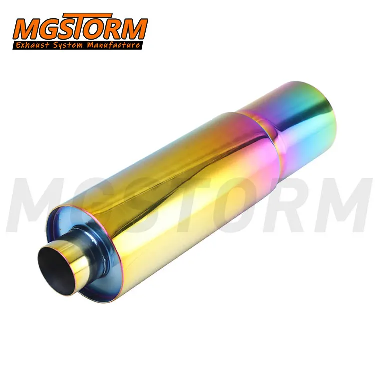 Sport Car Exhaust Tail Pipe Universal 63mm to 102mm Exit 127mm Body 500mm Overall Length Straight Flow Exhaust Muffler
