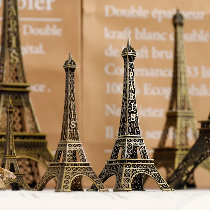 Bronze Paris Eiffel Tower Metal Crafts Home Decoration Accessories Figurine Statue Model Souvenir Home Interior Design Car Decor