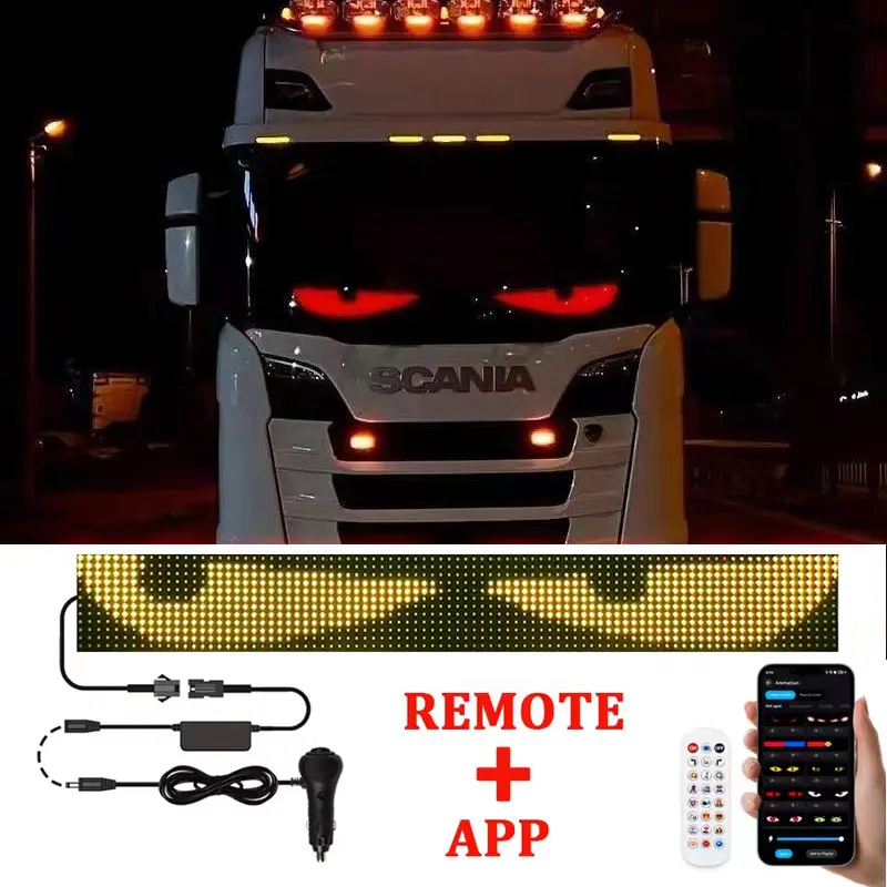 

New APP LED Truck Car Devil Eye Light For Board Windshield Remote Music Control Custom Text Pattern Lighting 12V 24V Display