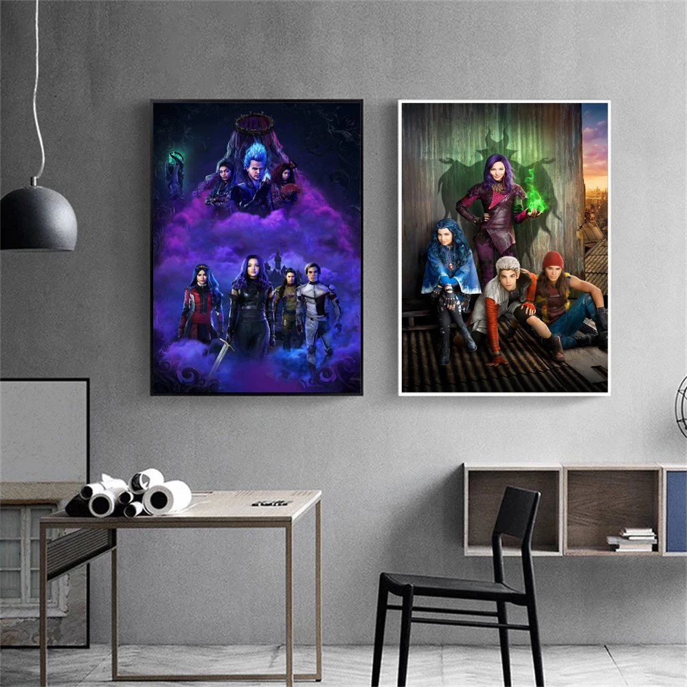 Disney Movie Descendants Poster Musical Fantasy Movie Wall Art Canvas Painting Prints Living Room Bedroom Home Decor