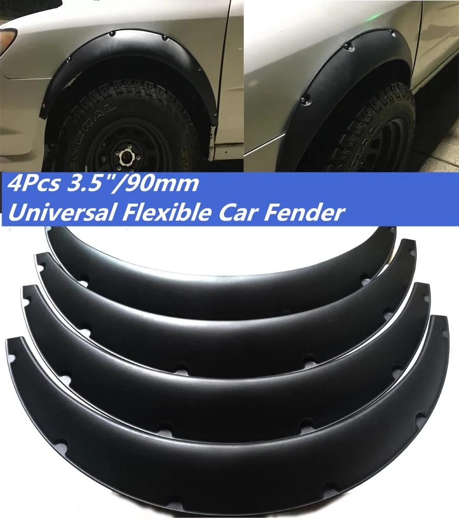 

4Pcs 3.5"/90mm Universal Flexible Car Fender Flares Extra Wide Body Wheel Arches