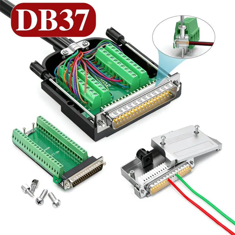 Small Volume Solder-free Industrial Grade DB37 Connector 37Pin Wiring Terminal Joint Adapter DB 37Pin Male and Female Connectors