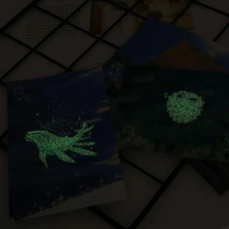 62KA 30pcs Vintage Luminous Postcard Glow Ocean Greeting Post Card Novelt