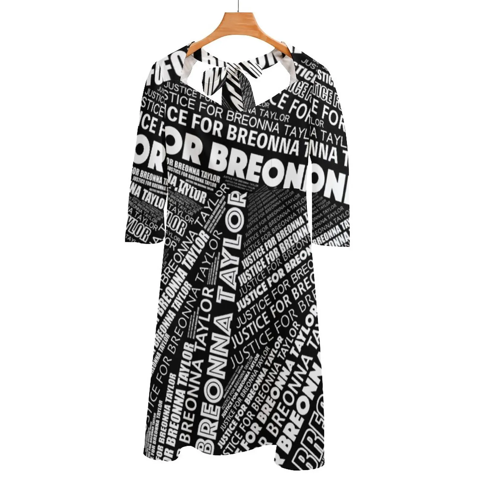 Breonna Taylor Print 6 Back Lacing Backless Dress Square Neck Dress Sweetheart Knot Flared Dress Black Lives Matter Black Lives