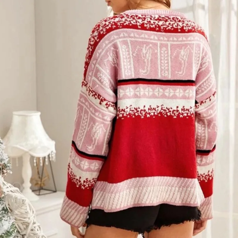Autumn Winter New Christmas Sweater Pullover Knitted Sweater For Women Damen Pullover Костюм Женский Теплый Christmas Pullover