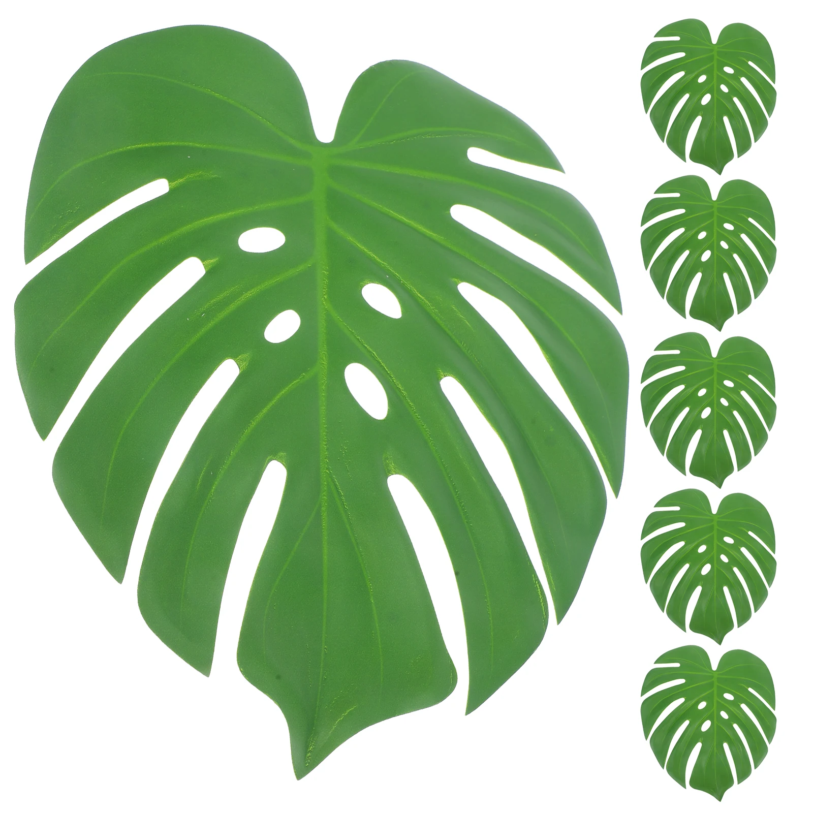 

6pcs Fake Tropical Imitation Palm Leaves Hawaiian Party Decor Artificial Monstera Leaf Simulation Leaf Adornment Faux Leaves