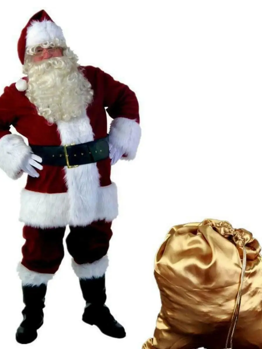 Nuevo disfraz de actuación de Claus de terciopelo dorado para hombres adultos, traje loween ow, traje ly, ropa para actuación en escenario