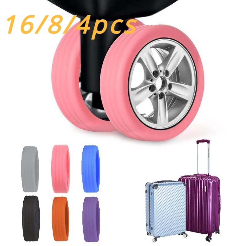 16/4PCS Silicone Wheels Protector for Luggage Reduce Noise Trolley Case Silent Caster Sleeve Travel Luggage Suitcase Accessories