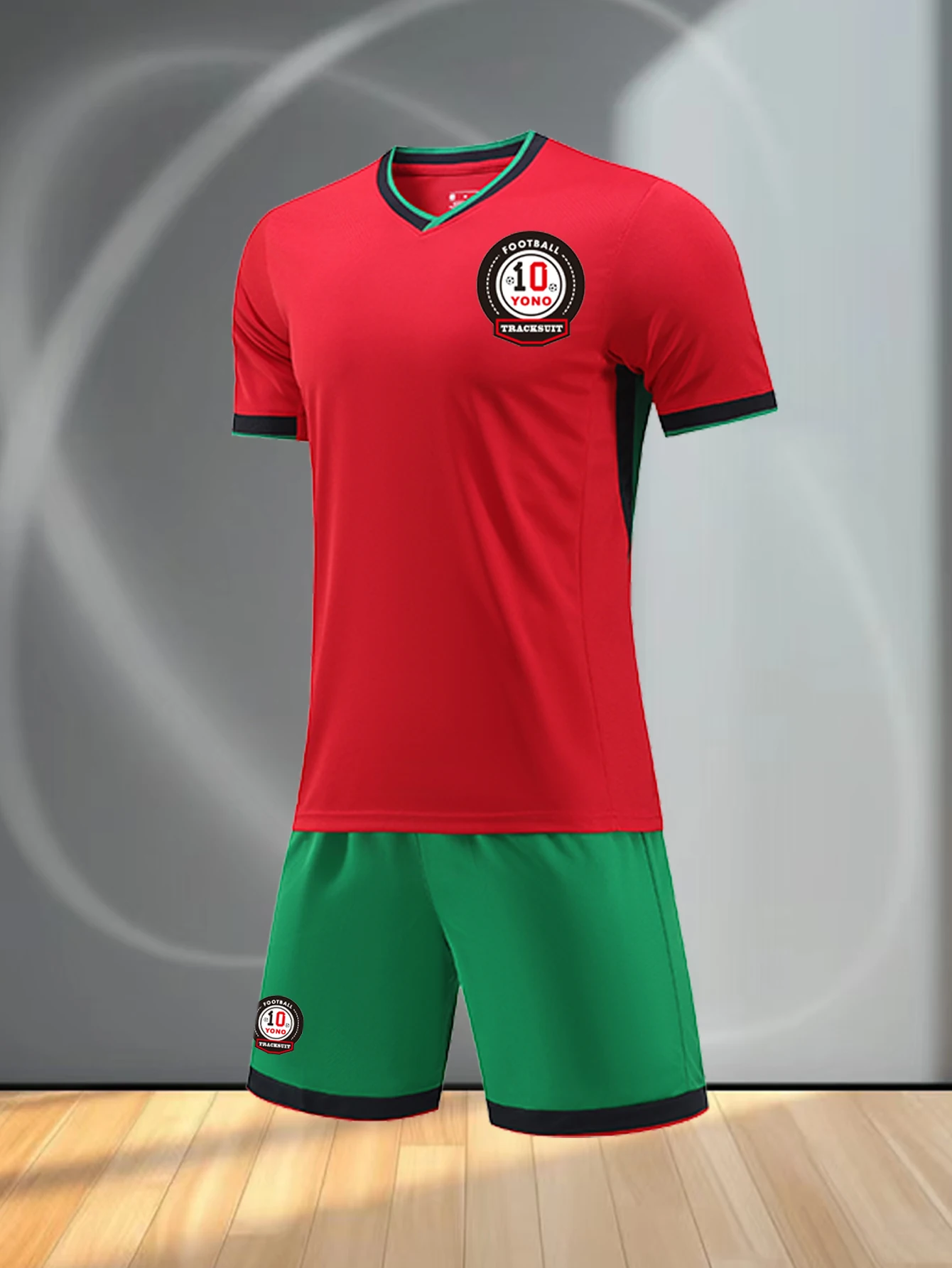 Men\'s Casual Sports Football Uniform round Neck Top with Fashionable Breathable Shorts Comfortable Football Suit Set