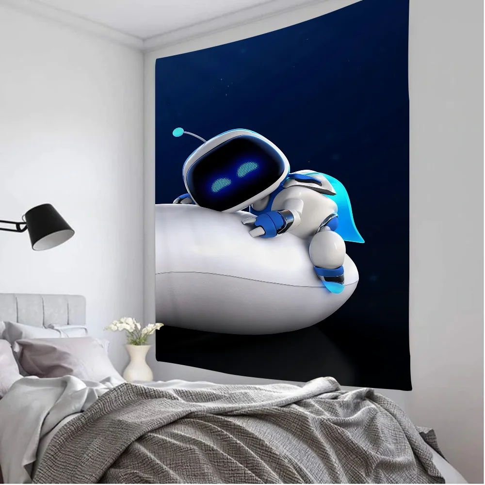 Game Astro Bot Cartoon Tapestry Art Science Fiction Room Home Decor Wall Hanging Sheets