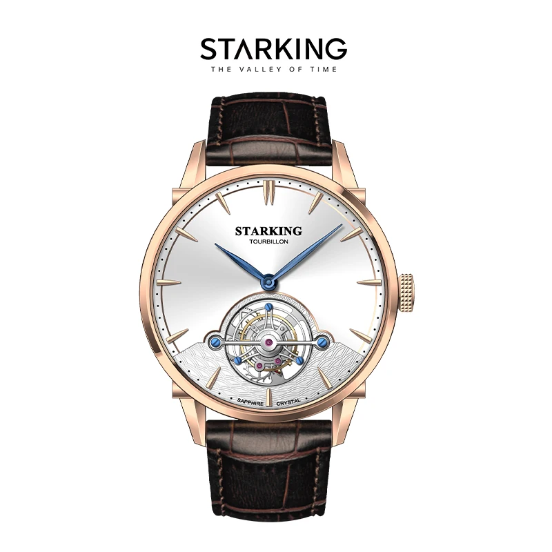 

STARKING Men's Tourbillon Movement Automatic Mechanical Wristwatch Skeleton Sapphire Wear-resistant Luxury Men's Business Watch