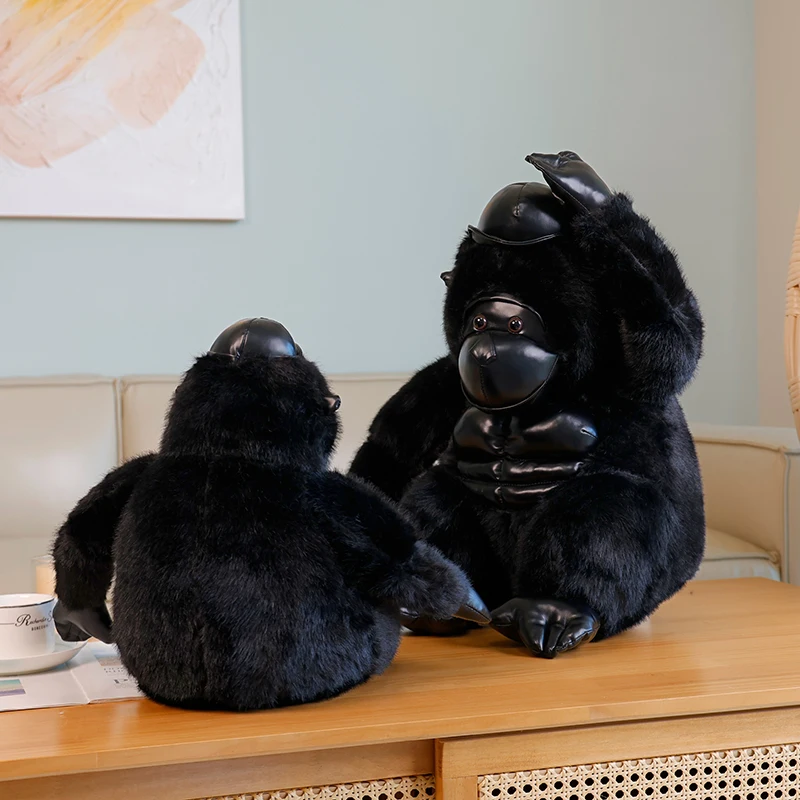 Lifelike Gorilla Plush Toy Giant Black Gorilla Monkey Plushie Cute Cartoon Animal Stuffed Soft Toys Birthday Gift Home Decor