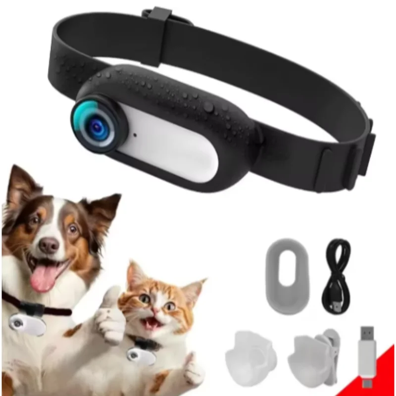

Pet Action Camera Small Pet Collar Camera 0.96in Screen Lightweight Full HD Rechargeable with Video Records for Cat for Outdoor