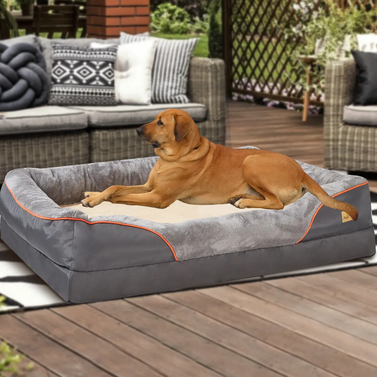 L XL 2XL 3XL Dog Bed Super Soft Orthopedic Foam Pet Bed Sleeping Mat with Cotton-padded Bolster and Removable Cover 1
