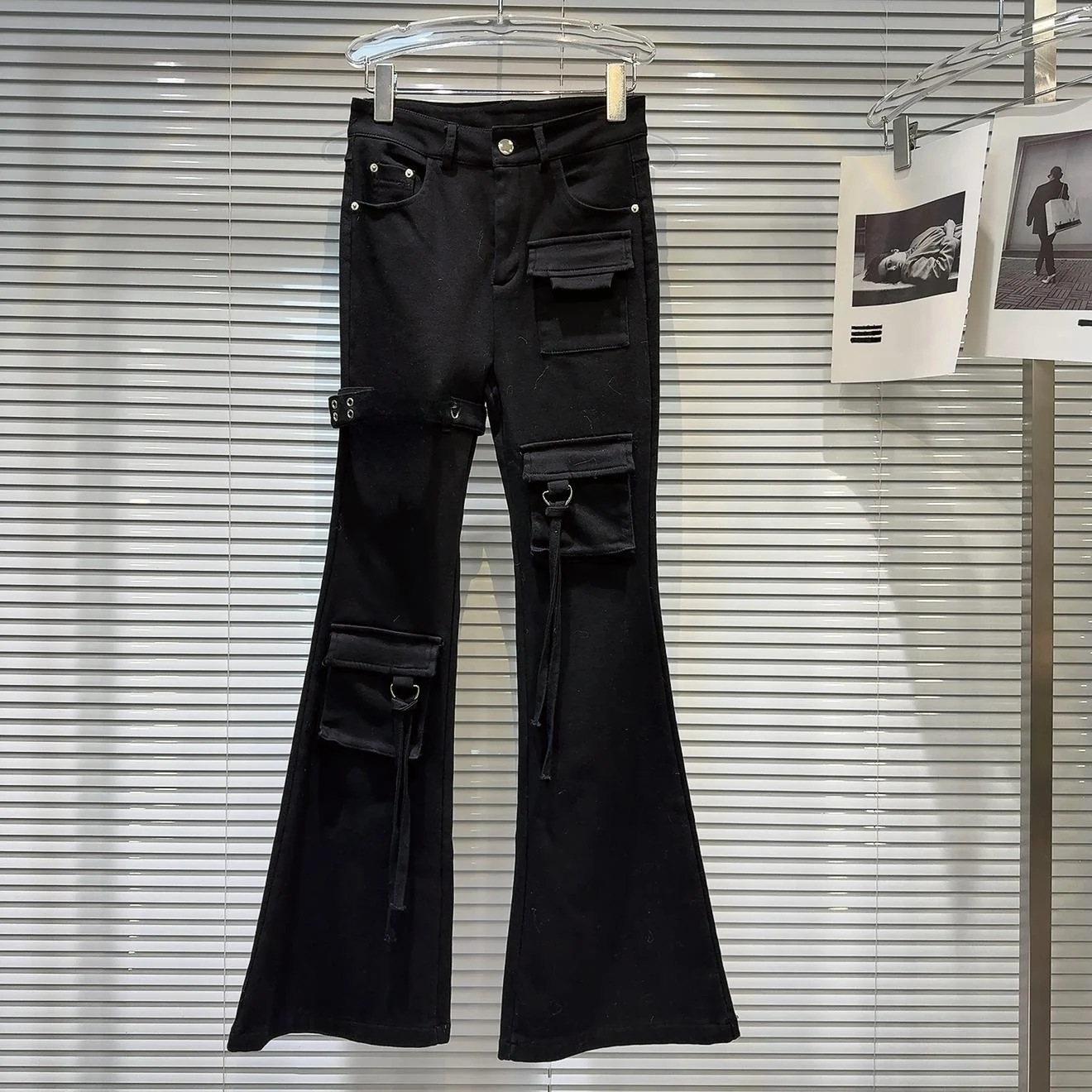 Cool Spicy Girl Winter New Sle Bla Bell Bot Slim Fit Women's Jeans ket Design Belted Cuff l Waist Denim Jeans