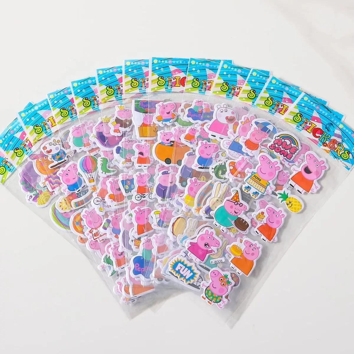 Peppa Pig stickers 3D three-dimensional stickers girls cartoon bubble stickers cute fun embossed wall stickers
