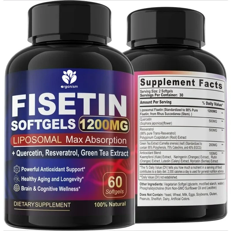 

Fisetin Supplement - Liposome Super Absorbent 98% Pure 1200 мг содержит Quercetin, Resveratrol