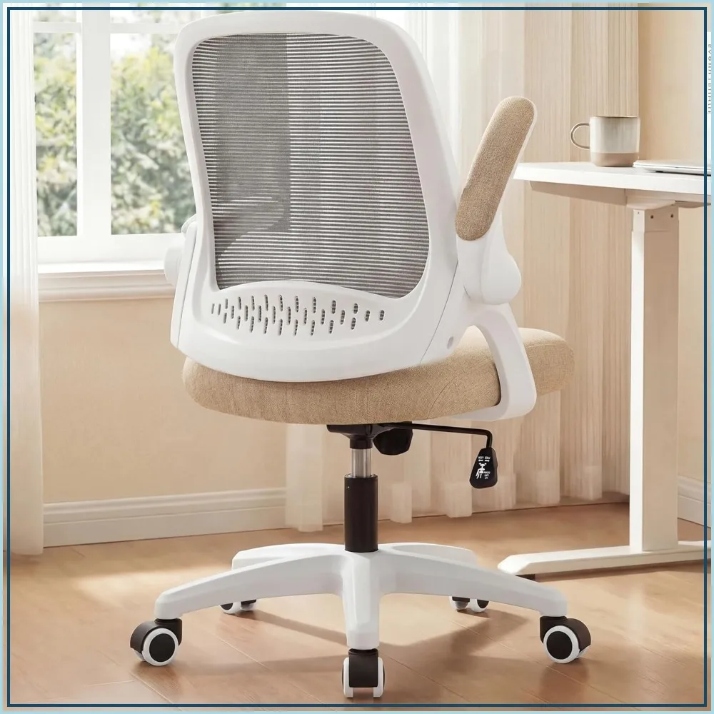 Ergonomic Office Desk Gaming Computer Chair with Lumbar Support, Adjustable Height, Swivel Wheels, Flip-up Arms, Mesh Chair for Home Vanity