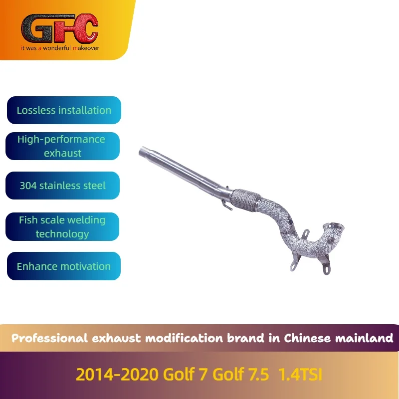 

GFC High-Performance Catless Downpipe for 2014-2020 Golf 7 Golf 7.5 1.4TSI Stainless Steel Performance Exhaust Upgrade