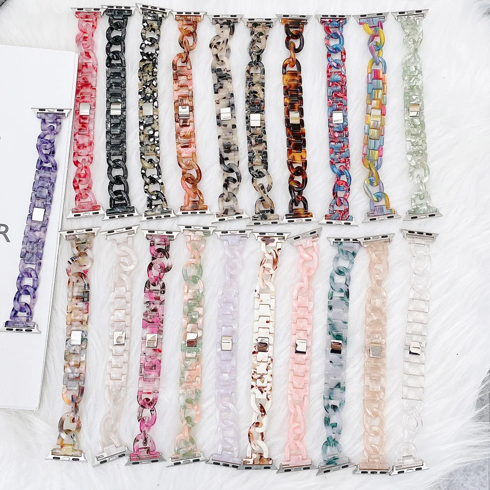 Resin Strap for Apple Watch Band 8 7 45mm 41mm Women Bracelet Wristband for iWatch Series 65432SE 44mm 40mm 42mm 38mm Ultra 49mm