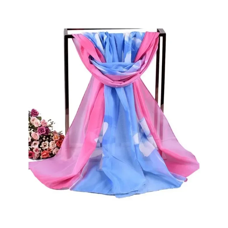 Printed Scarves and Gauze Have A Lightweight Transparent Soft and Elastic Texture The Appearance Is Light Elegant Breathable