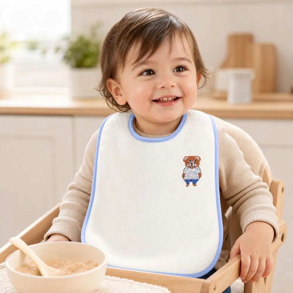 Coral Velvet Baby Towel Bib Cartoon Pattern Soft Touch Baby Neck Towel U-Shape Protective Barrier Baby Face Bib