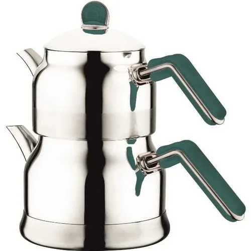 Mediterranean Podgy Elite Bakelite Handle Medium Green-Gray Teapot