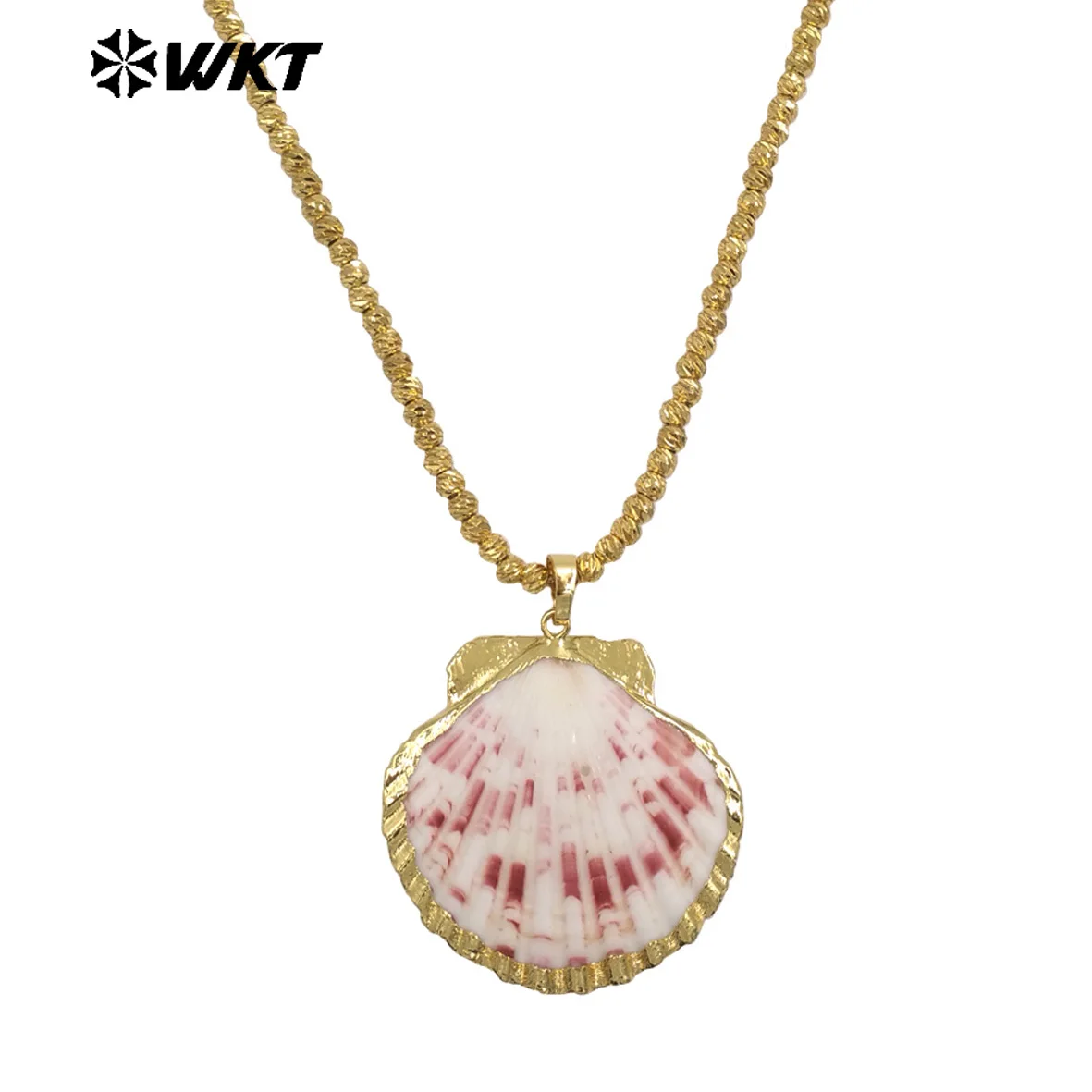 

WT-JN341 модное ожерелье с подвеской в виде ракушки в стиле пляжного отдыха, 18-каратное позолоченное ожерелье с натуральным гребешком для женщин, красивые подарки