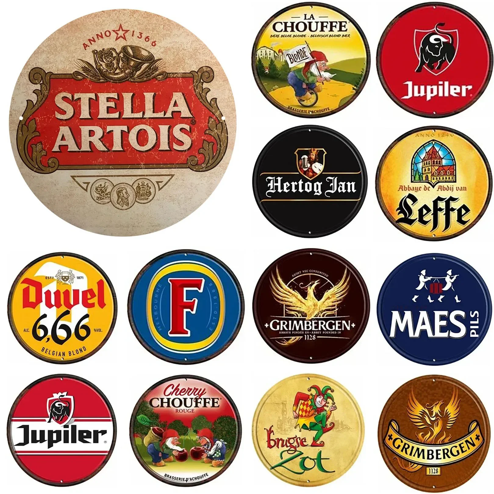 Wine Round Retro Metal Tin Signs Jupiler Nostalgic Iron Painting Novelty For Cafe Bar Garage Bar Kitchen Man Cave Wall Decor