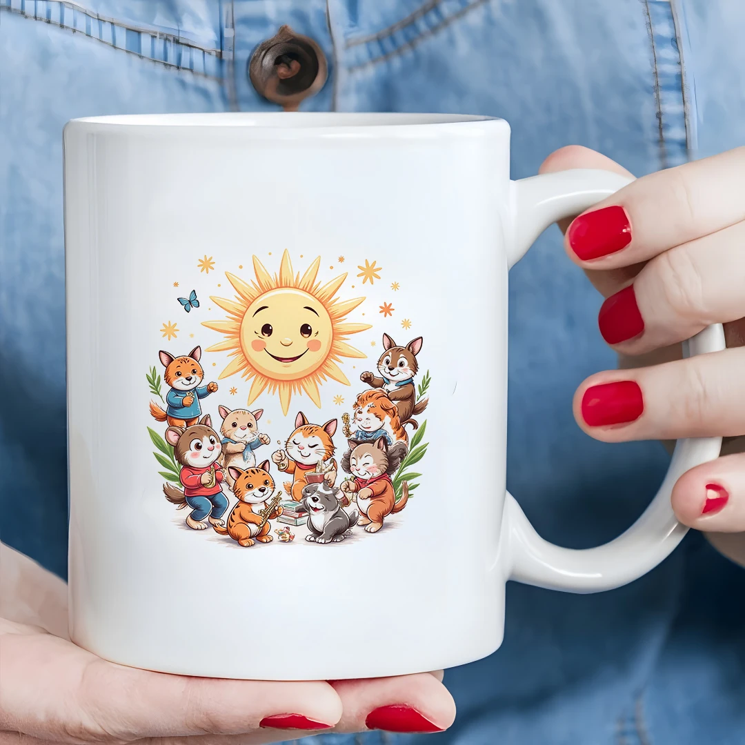 

11oz cartoon animal mug universal hot & cold kids' Christmas cup family joy gift