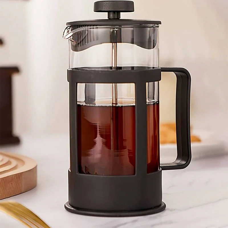 وعاء ضغط القهوة الفرنسي مع فلتر زجاج البورسليكات العالي إبريق قهوة يدوي متعدد الوظائف أدوات وعاء حليب الشاي