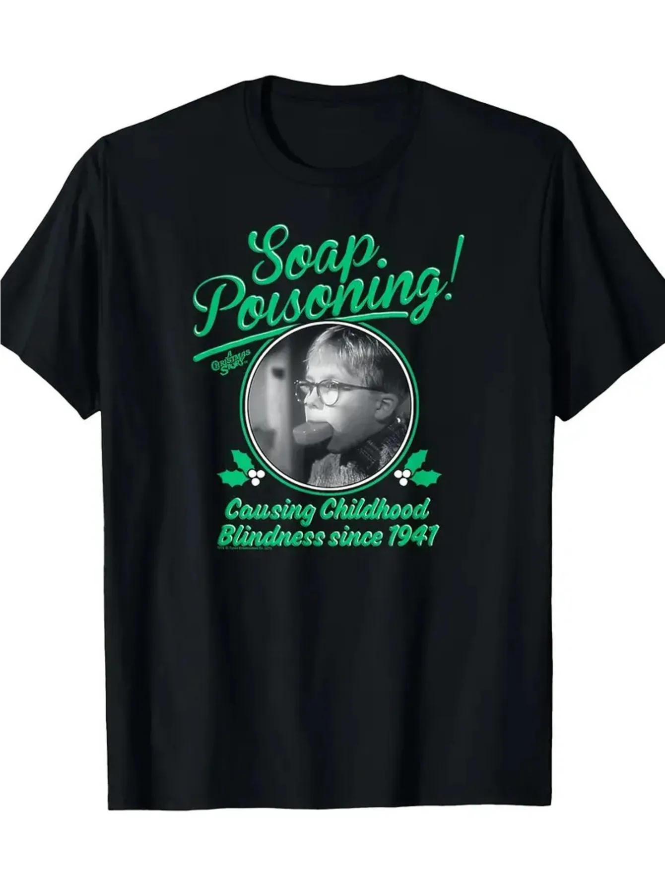 

Men's 100% Cotton The Christmas Story Movie T-Shirt - Ralphie & Iconic Soap Poisoning Scene Graphic