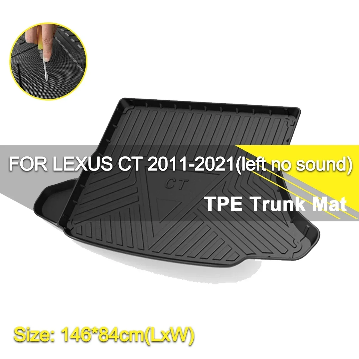 

Car Rear Trunk Cover Mat Waterproof Non-Slip Rubber TPE Cargo Liner Accessories For LEXUS CT 2011-2021 Left No Sound