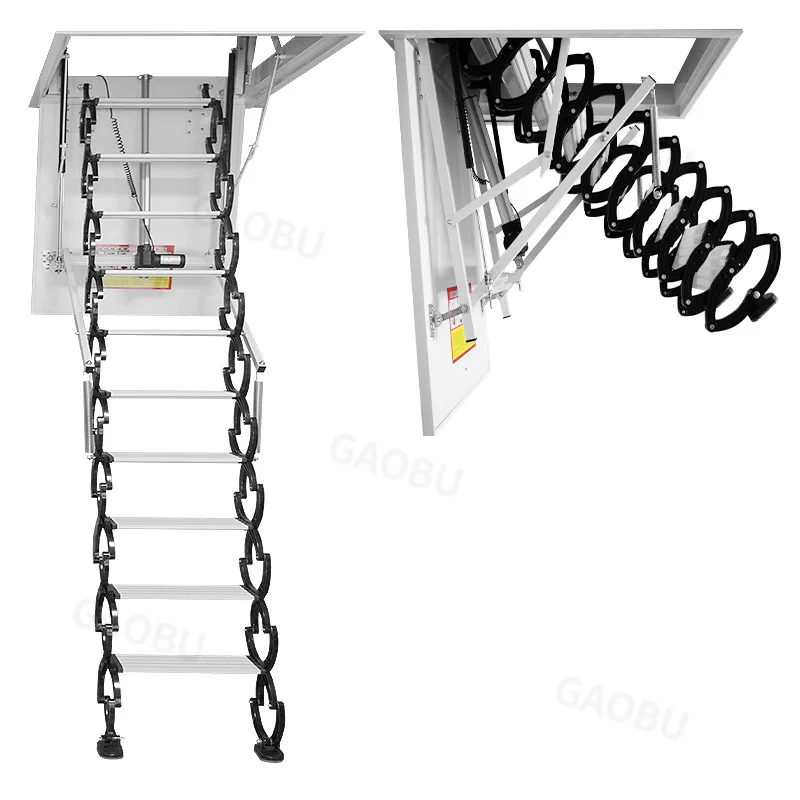 Carbon steel and titanium magnesium alloy household electric and manual loft ladders