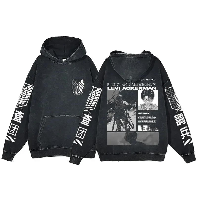 進撃の巨人グラフィックパーカー女性グランジストリートウェアスウェットシャツ-y2k-トップ特大アニメパーカープレミアムコットン女性服