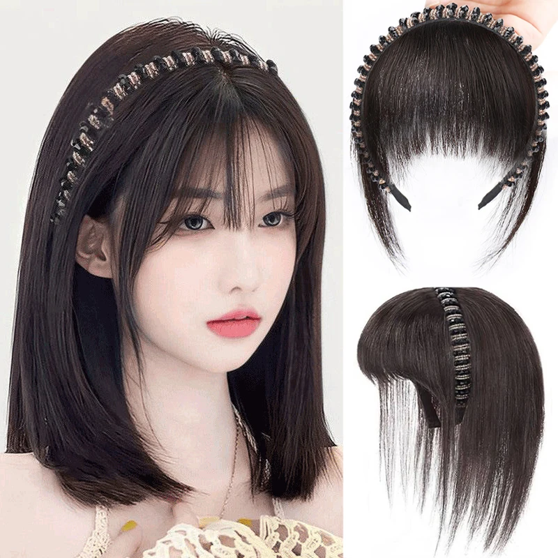 Hairband Bangs Wig Piece Integrated Female Forehead Cover White Hair Top of Head Replacement Piece