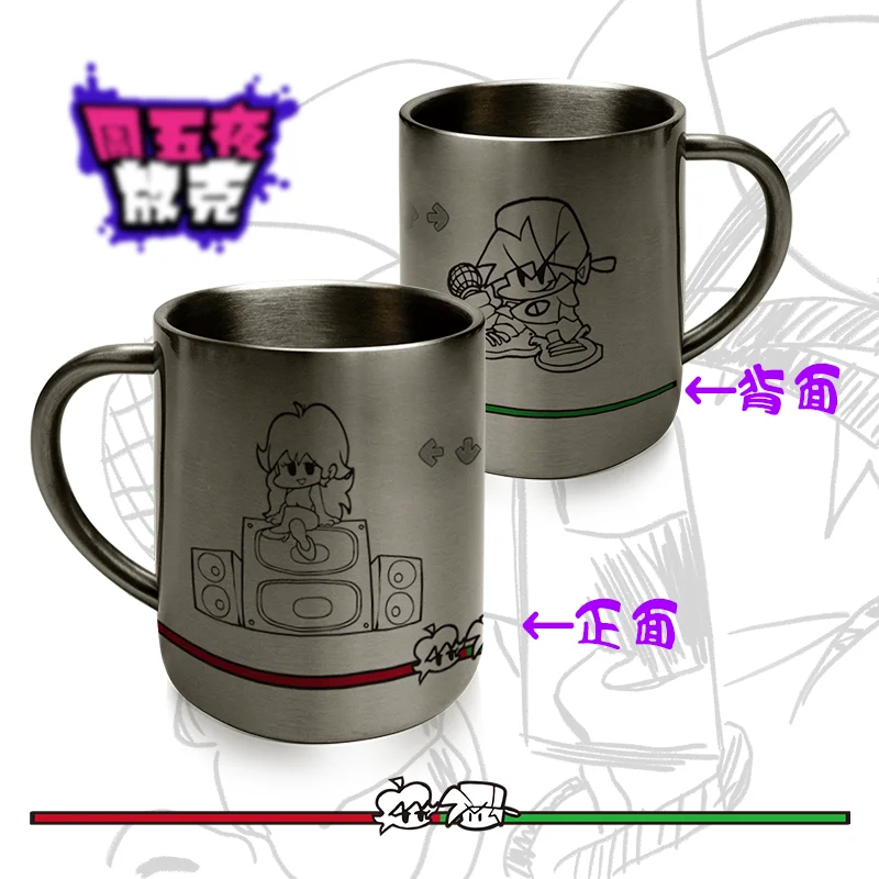 Anime Friday Night Funkin FNF BF GF Monster 304 Stainless Steel Cup Coffee Milk Tea Water Travel Mug for Outdoor Drinking