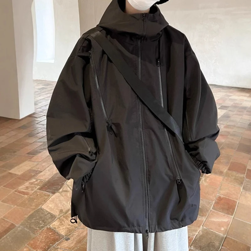 

Outdoor Men's Spring Autumn Zipper Hoodies Jacket Unisex Versatile Casual Loose Windproof Windbreaker Sports Hooded Coat