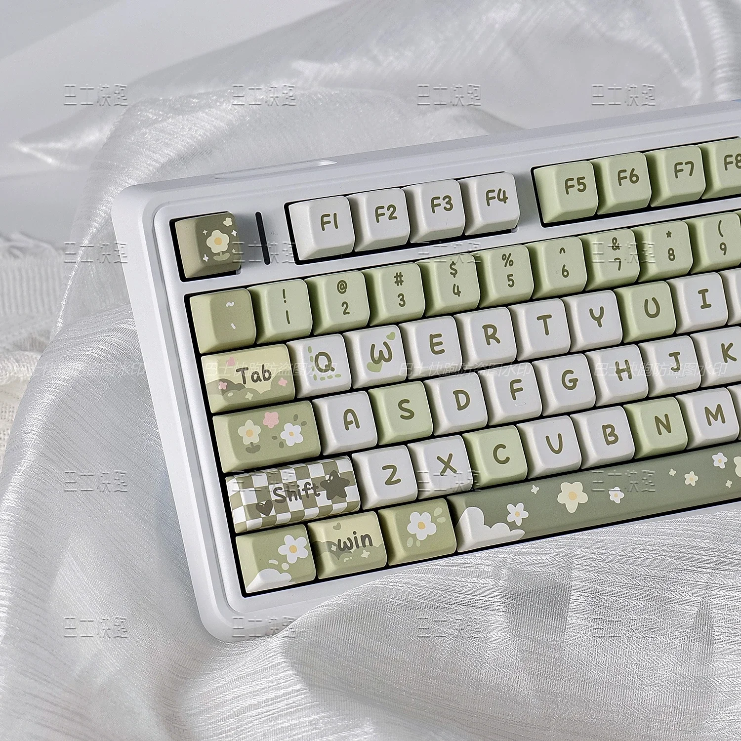 Imagem -05 - Leite Verde Pbt Sublimação Conjunto Completo Primavera Flor Keycaps Mda Verão Gmk67 F75 Hi75 Vgn S99 138 Chaves