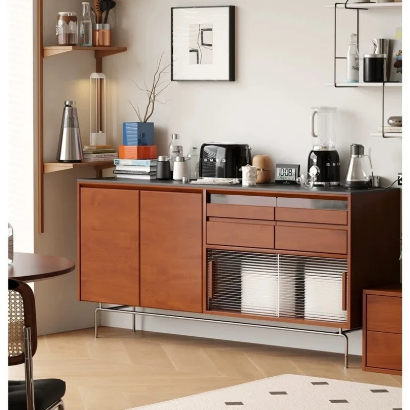 Medieval dining side cabinet storage cabinet solid wood home master bedroom locker integrated tea cabinet wine cabinet