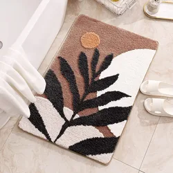 Non Slip Bathmat for Bathroom Absorbent Bathtub Mat Microfiber Bathroom Floor Rug Carpet 40x60cm 50x80cm Leaves Bath Rug Doormat