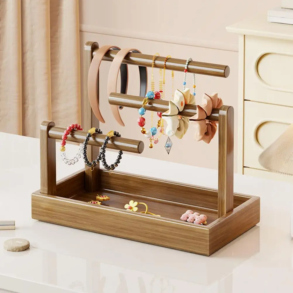 Wooden Hair Tie Holder Wooden Headband Holder Stand Hair Accessories Organizer Tray Jewelry Display Rack for Hairbands