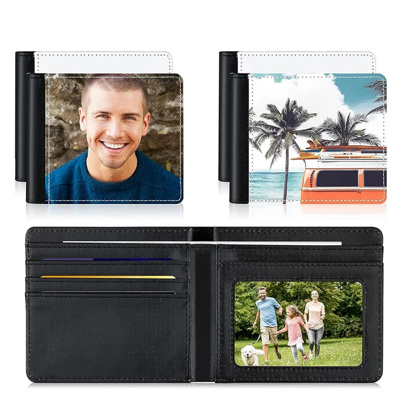 A71Z Pacote com 4 Carteiras de Couro para Sublimação, Carteiras em Branco para Transferência Térmica, Presente para Homens, Escritório, Viagem, Fácil Instalação