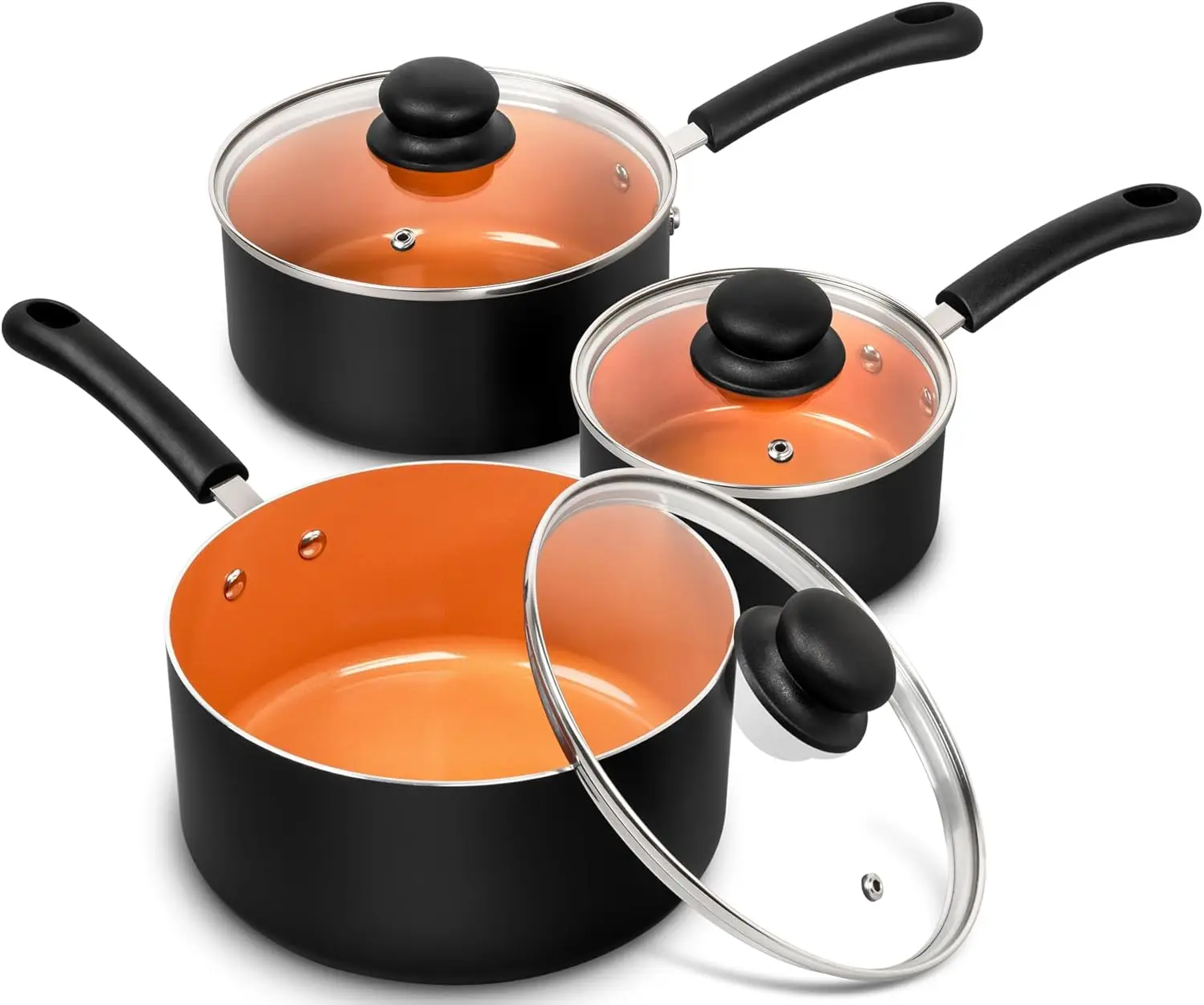

Микеланджело с антипригарным покрытием и крышкой, 1QT, 2QT и 3QT, керамическая кастрюля, медные кастрюли, набор кастрюль без PFAS, маленькие кастрюли для приготовления пищи