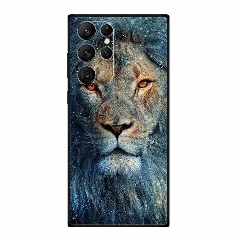 For Samsung S22 Ultra Phone Case Cover Lion Wolf Cat Black Silicone Soft Back Cases For Samsung Galaxy S22 Ultra Case S 22 Ultra