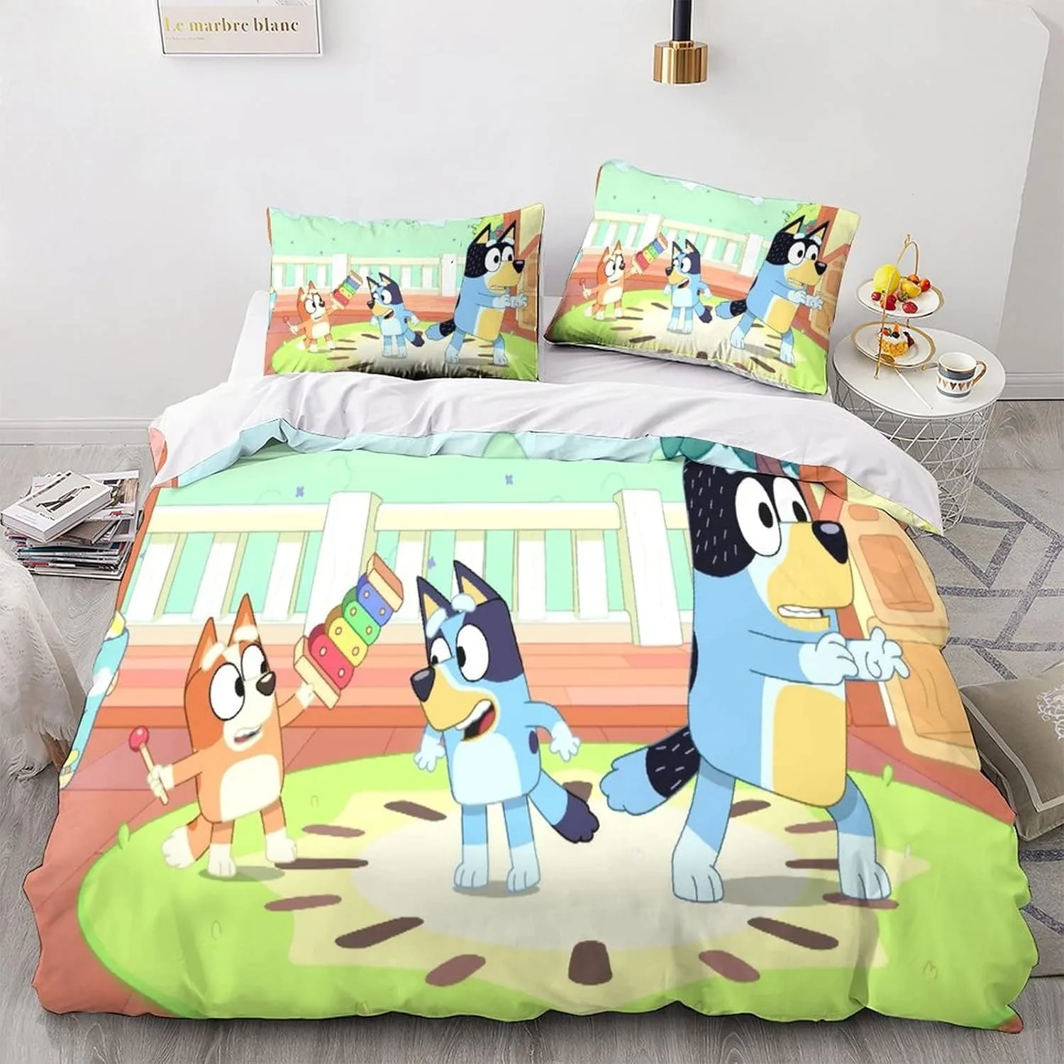 Cartoon B-Blueys Cover Sets,Anime Bingo Duvet Bed Linen set,3d Bedding Set, 2/3-Piece1 Bed Cover,King Size