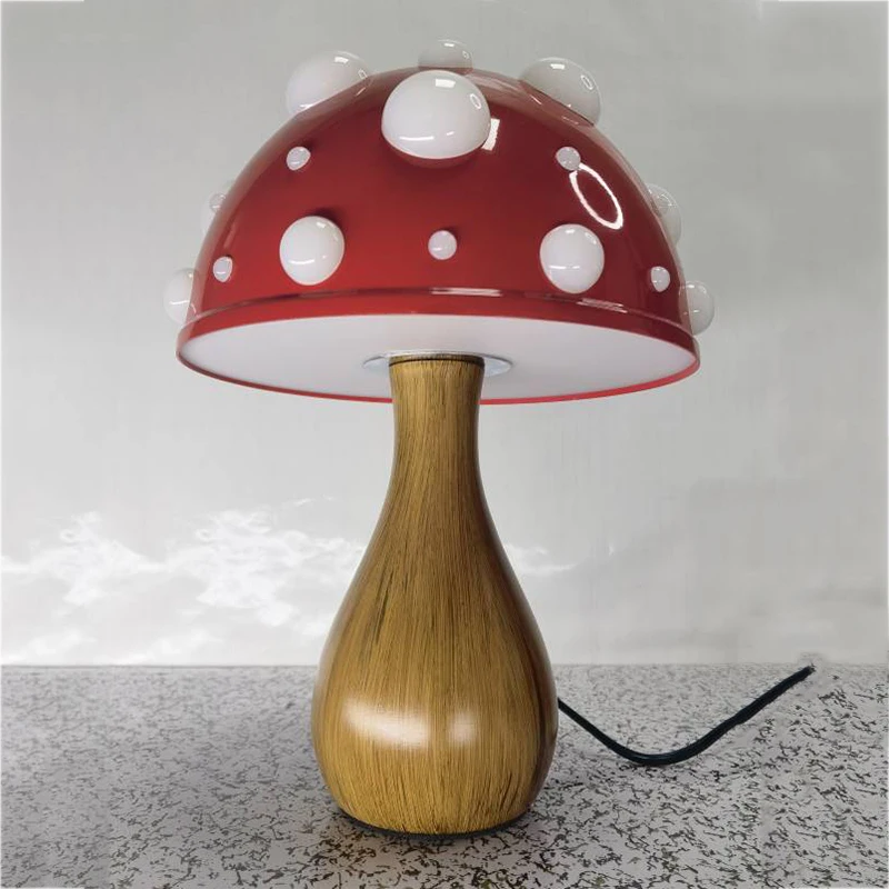 Shiitake lampu meja jamur Amanita, lampu jamur dengan LED G9 bola lampu tiga warna, daya AC atau lampu biomimetik bertenaga USB DC